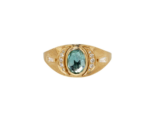 Celine Daoust Rose Cut Tourmaline and Diamond Moon Ring
