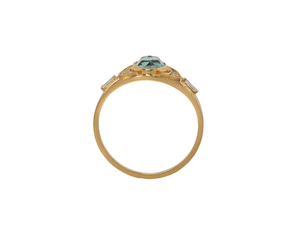 Celine Daoust Rose Cut Tourmaline and Diamond Moon Ring - Top Down View