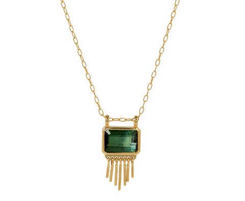 Celine Daoust Green Tourmaline Fringe Pendant Necklace