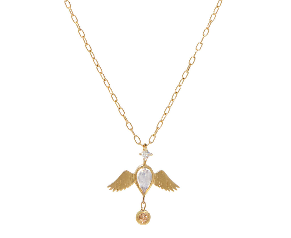 Celine Daoust Moonstone and Diamond Bird Pendant Necklace