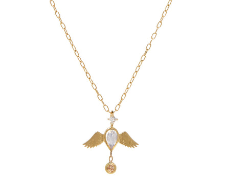 Celine Daoust Moonstone and Diamond Bird Pendant Necklace