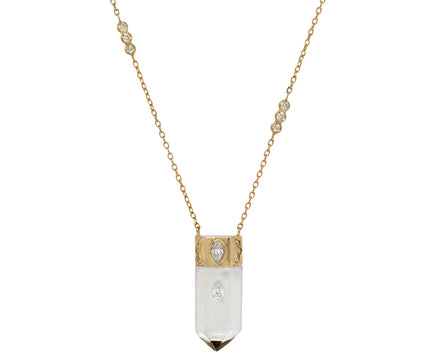 Celine Daoust Rock Crystal and Diamond Pendant Necklace