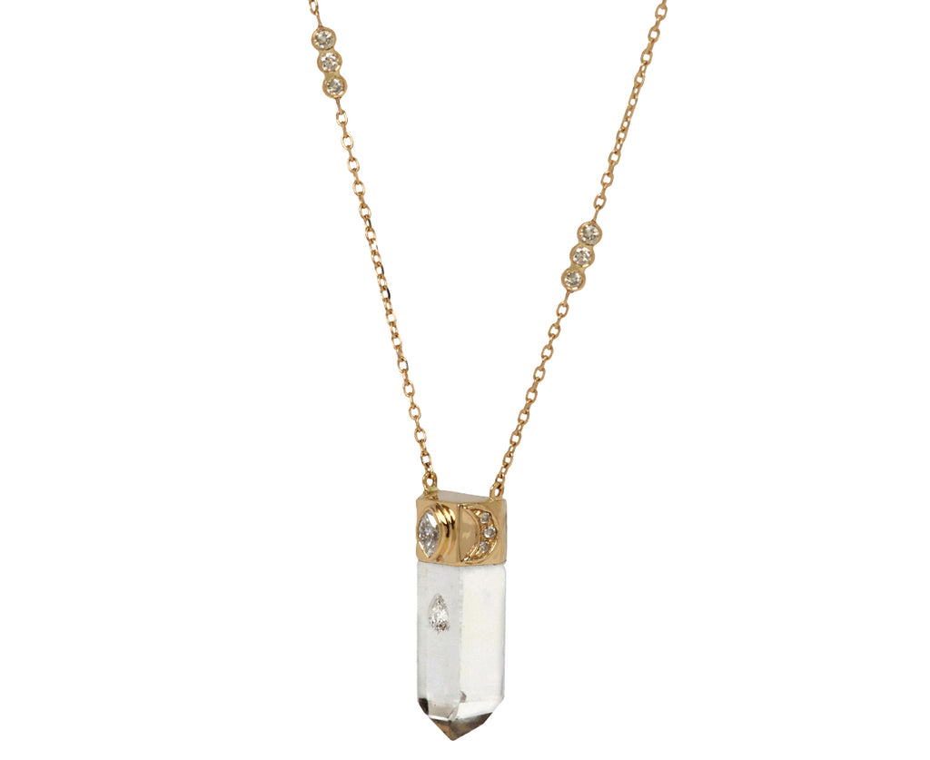 Celine Daoust Rock Crystal and Diamond Pendant Necklace - Side View