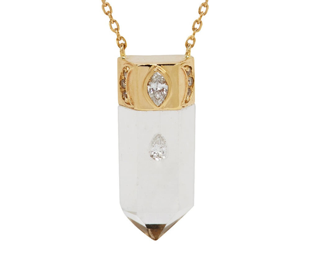 Celine Daoust Rock Crystal and Diamond Pendant Necklace - Closeup