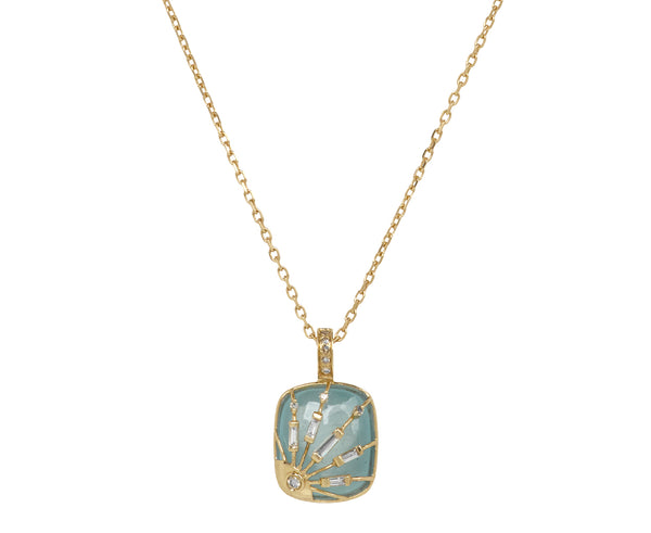 Celine Daoust Aquamarine Baby Locket Pendant Necklace
