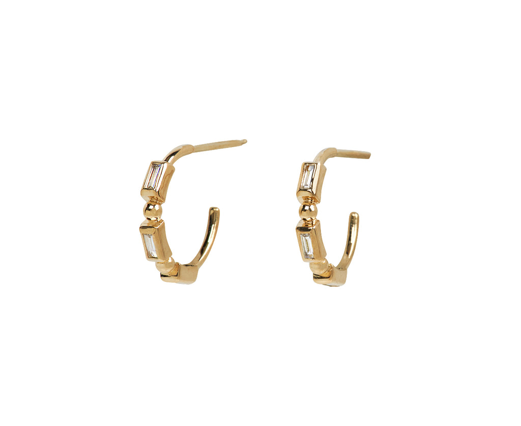 Zoë Chicco Baguette Diamond Huggie Hoop Earrings
