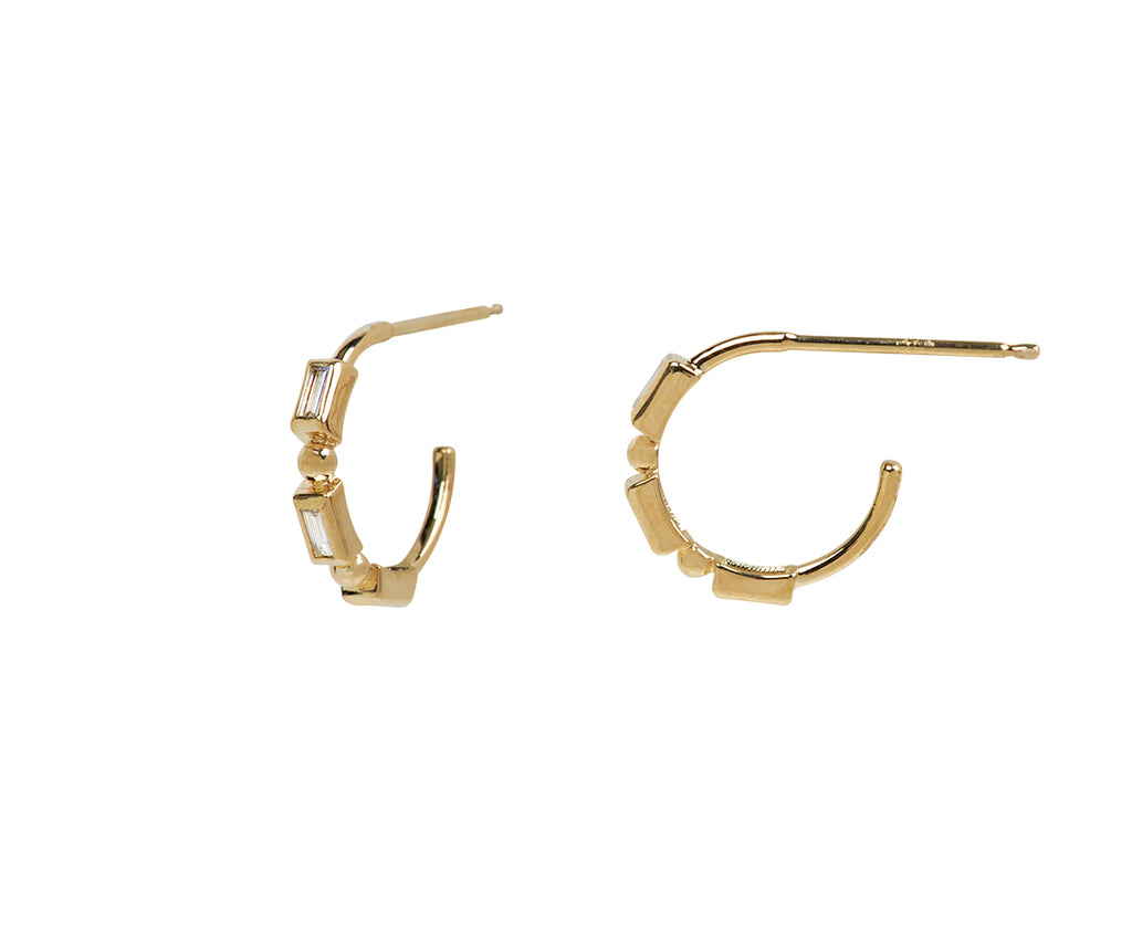 Zoë Chicco Baguette Diamond Huggie Hoop Earrings - Side View