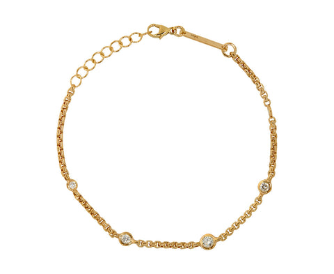 Five Diamond Box Chain Bracelet