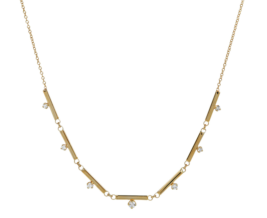 Zoë Chicco Gold and Diamond Bar Pendant Necklace
