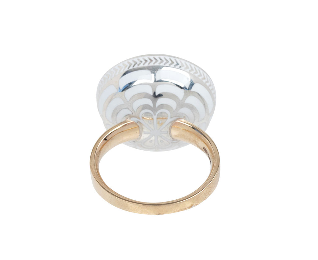Oval White Topaz Silver Tile Ring