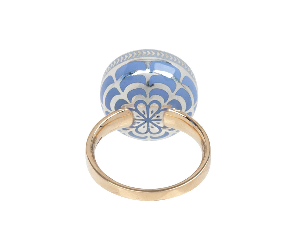 Silver Tile Round Aquamarine Ring