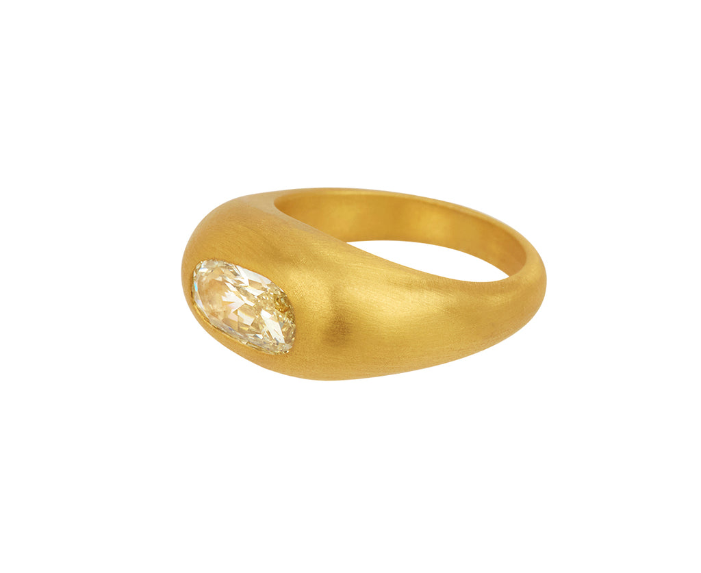 East West Oval Diamond Gem Signet Ring
