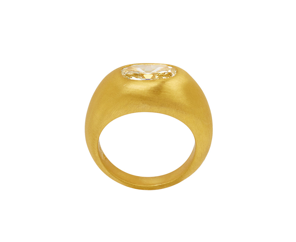 East West Oval Diamond Gem Signet Ring