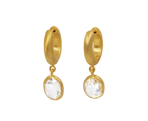 Rose Cut Diamond Signature Hoop Earrings