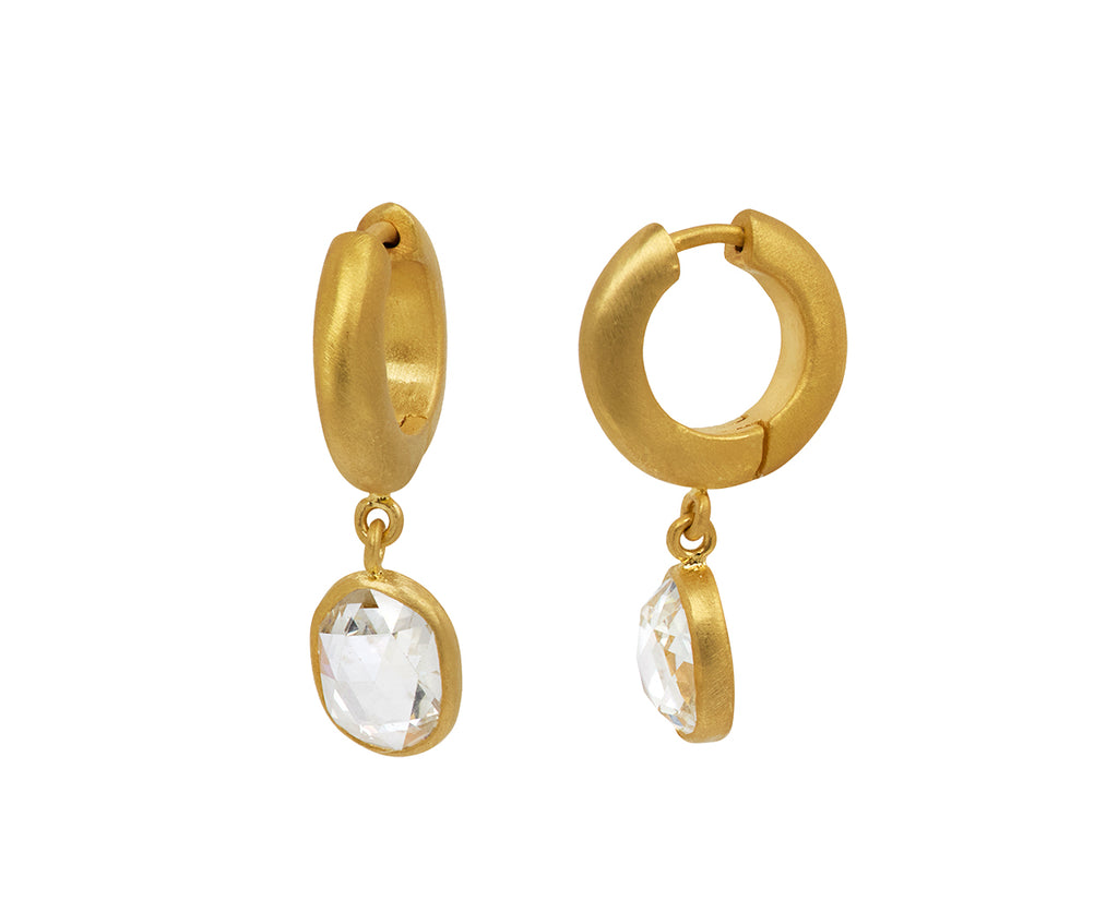 Rose Cut Diamond Signature Hoop Earrings