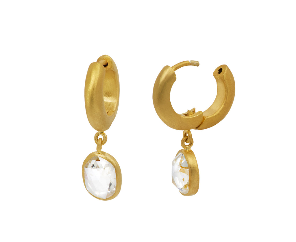 Rose Cut Diamond Signature Hoop Earrings