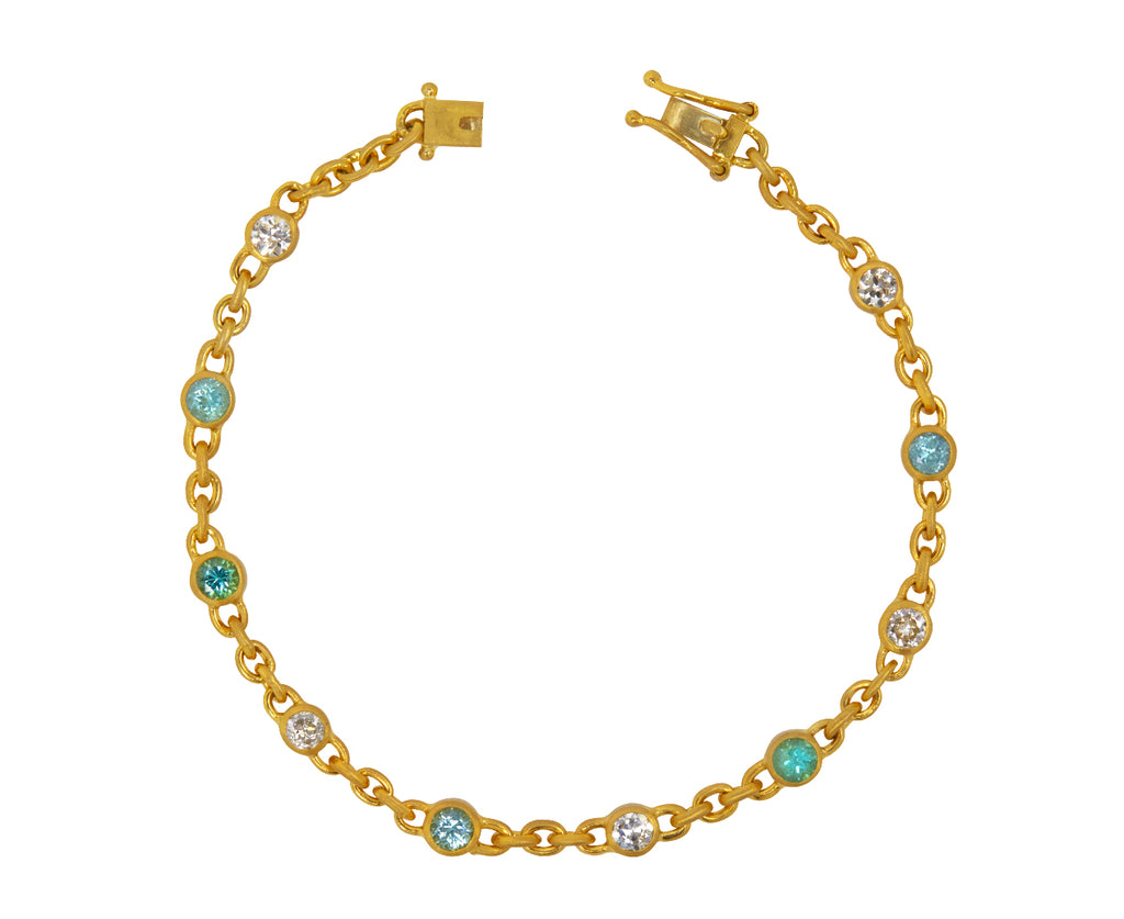 Paraiba and Old Mine Cut Diamond Fairy Chain Bracelet