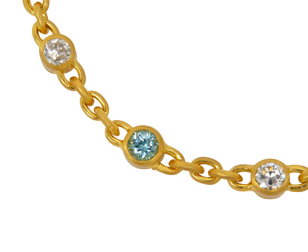 Paraiba and Old Mine Cut Diamond Fairy Chain Bracelet