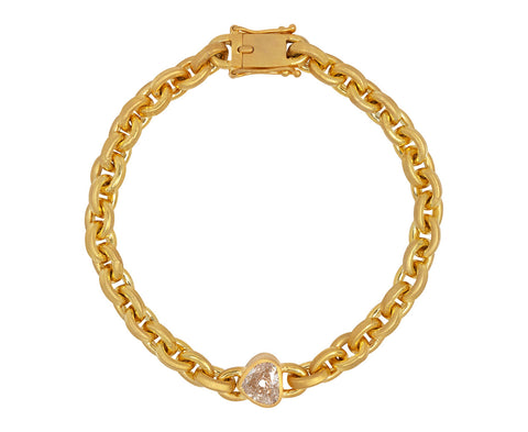 Heart Shaped Diamond Oversized Signature Chain Bracelet