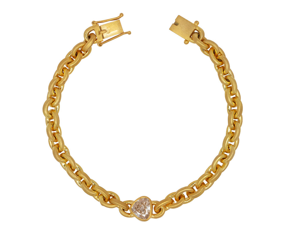 Heart Shaped Diamond Oversized Signature Chain Bracelet