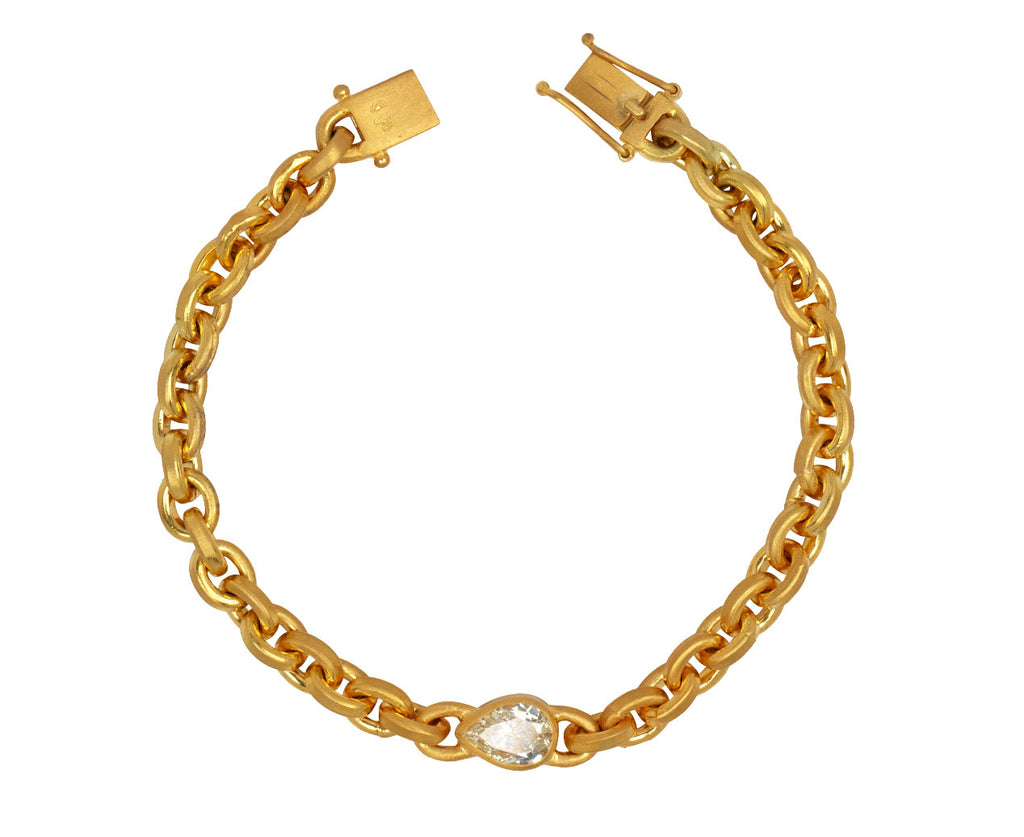 Pear Shaped Diamond Oversized Signature Chain Bracelet