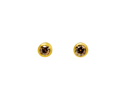 Old Mine Cut Brown Diamond Stud Earrings