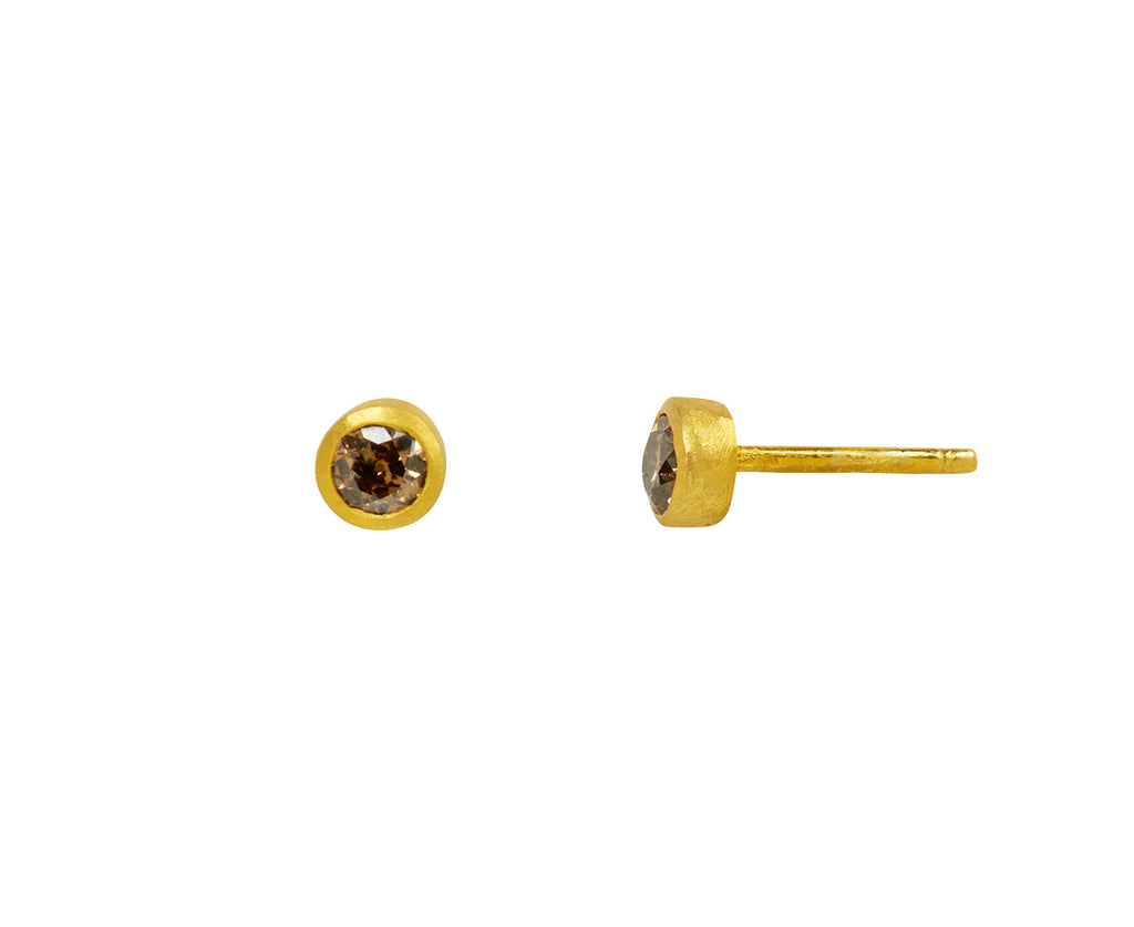 Old Mine Cut Brown Diamond Stud Earrings