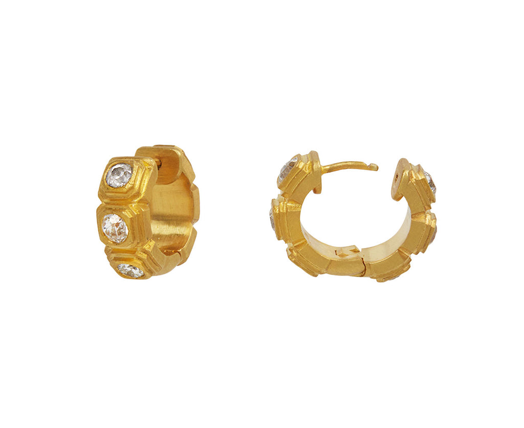 Diamond Ziggurat Hoop Earrings