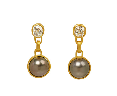 Diamond and Tahitian Pearl Drop Earrings - TWISTonline