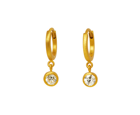 Old Mine Cut Diamond Drop Fairy Hoop Earrings