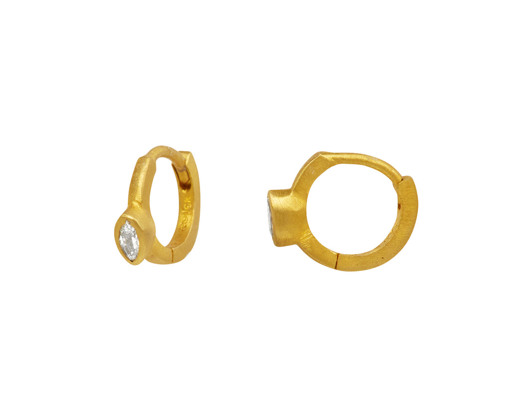 Marquise Diamond Fairy Huggie Hoop Earrings