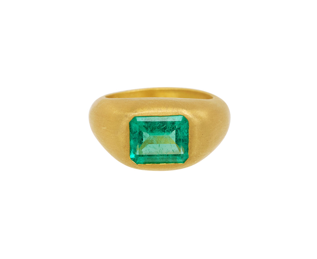 Mint Emerald Gem Signet Ring