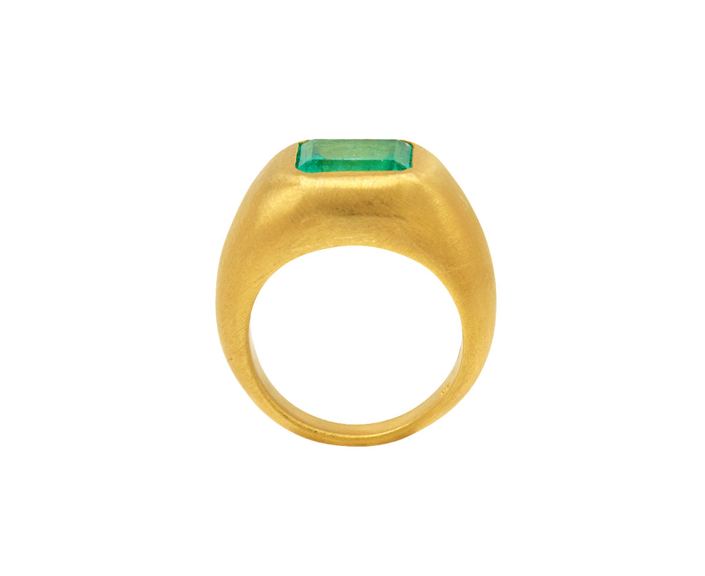 Mint Emerald Gem Signet Ring