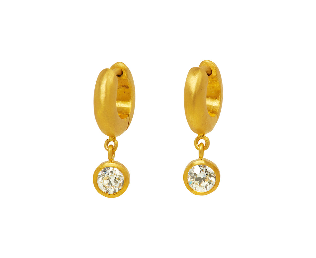 Old Mine Cut Diamond Drop Signature Hoop Earrings - TWISTonline