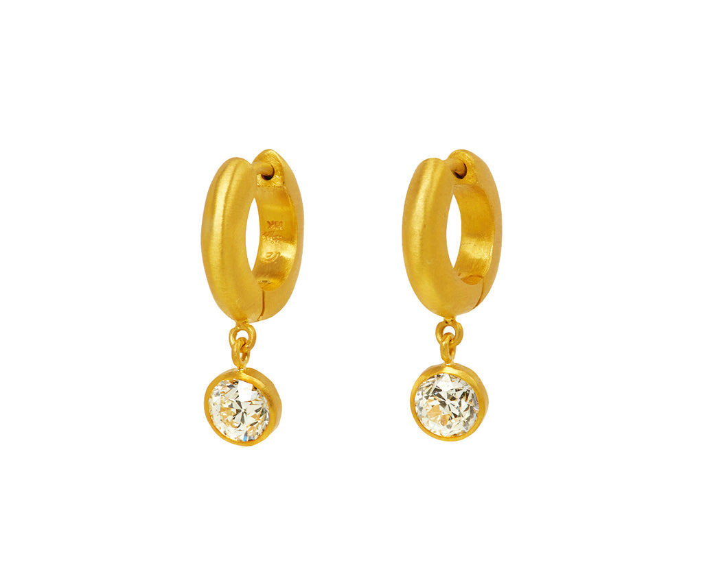 Old Mine Cut Diamond Drop Signature Hoop Earrings - TWISTonline