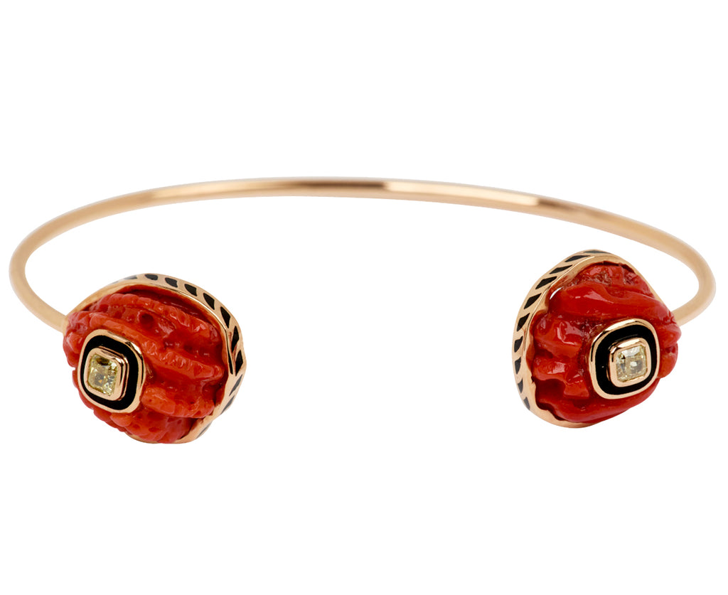 Dezso Coral Anadara Bracelet with Cushion Diamonds - Closeup