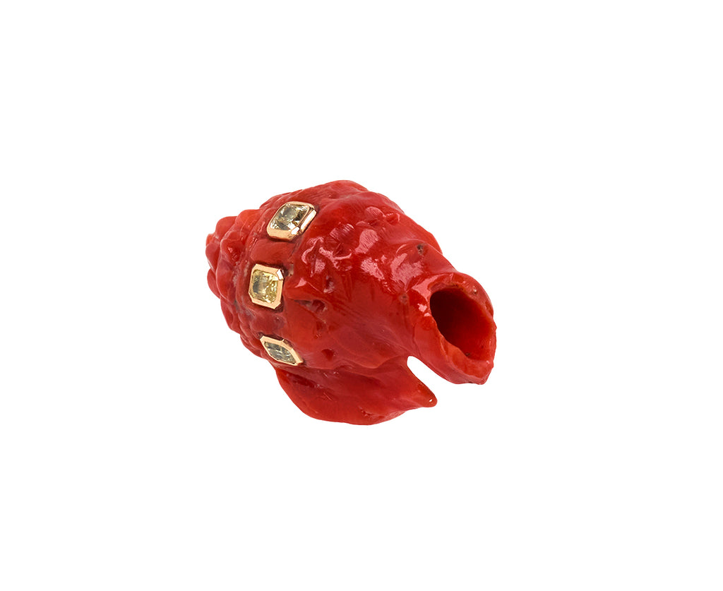 Dezso Carved Coral Conch Shell and Diamond Bead ONLY - Angled View