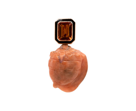 Dezso Coral and Citrine Shell Charm Pendant ONLY