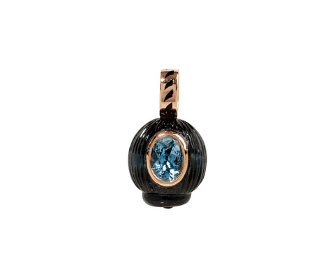 Carved Blue Tiger Eye Coquito and Aquamarine Pendant ONLY