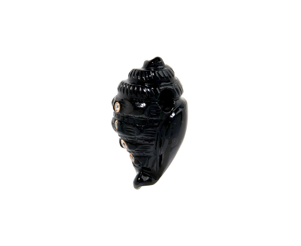 Dezso Carved Black Onyx Helmet Shell and Diamond Bead ONLY - Angled View