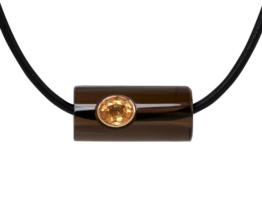 Dezso Smoky Quartz and Garnet Bead Pendant ONLY - Closeup