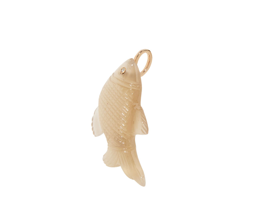 Dezso Moonstone Diamond Eye Fish Pendant ONLY - Angled View