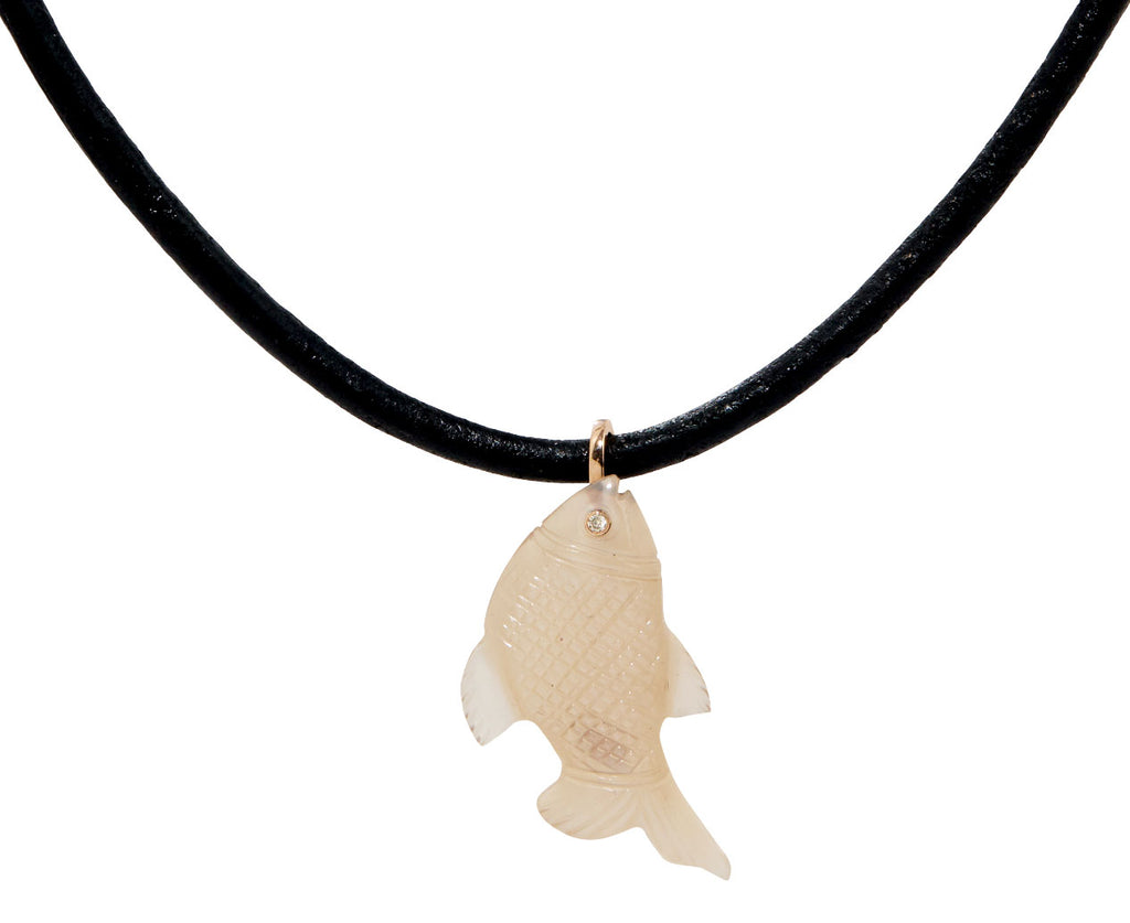 Dezso Moonstone Diamond Eye Fish Pendant ONLY - Closeup
