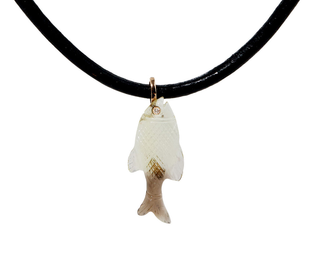 Dezso Smoky Quartz Diamond Eye Fish Pendant ONLY - Closeup