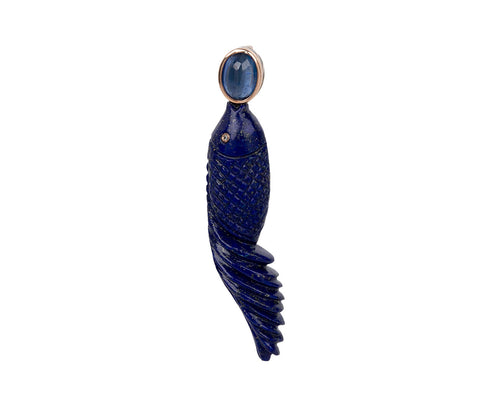 Lapis and Kyanite Fish Pendant ONLY