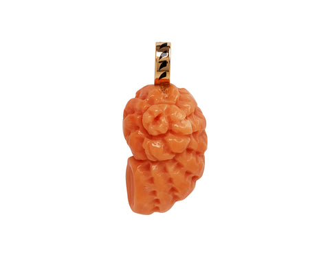 Dezso Carved Coral Nautilus Charm Pendant ONLY