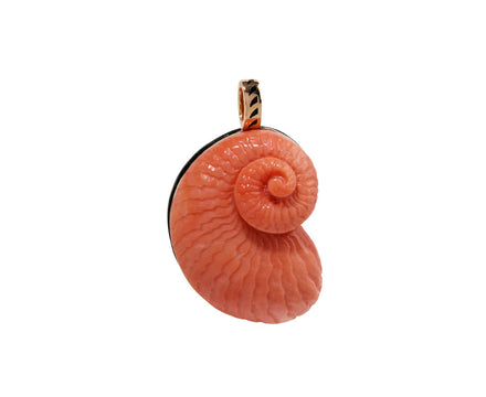 Dezso Carved Coral Nautilus Charm Pendant ONLY