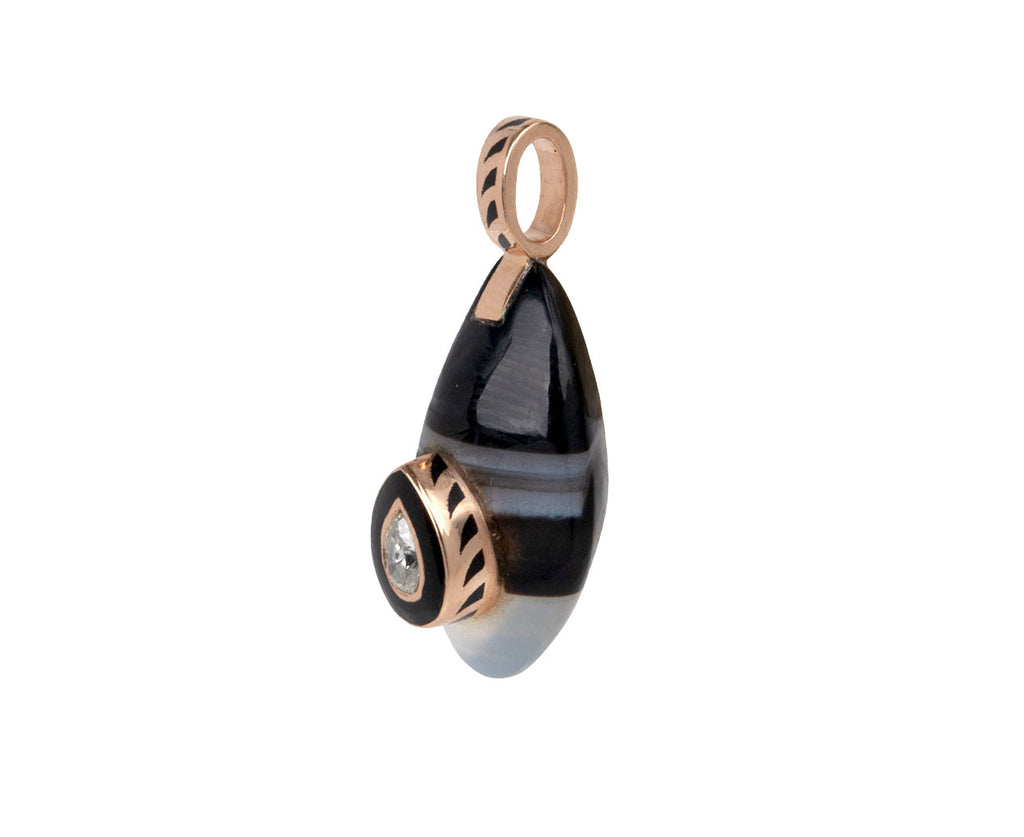 Carved Smoky Quartz Mussel Shell and Diamond Pendant ONLY