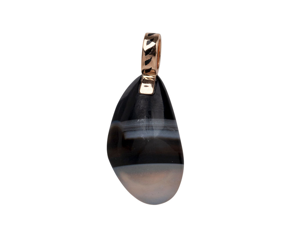Carved Smoky Quartz Mussel Shell and Diamond Pendant ONLY