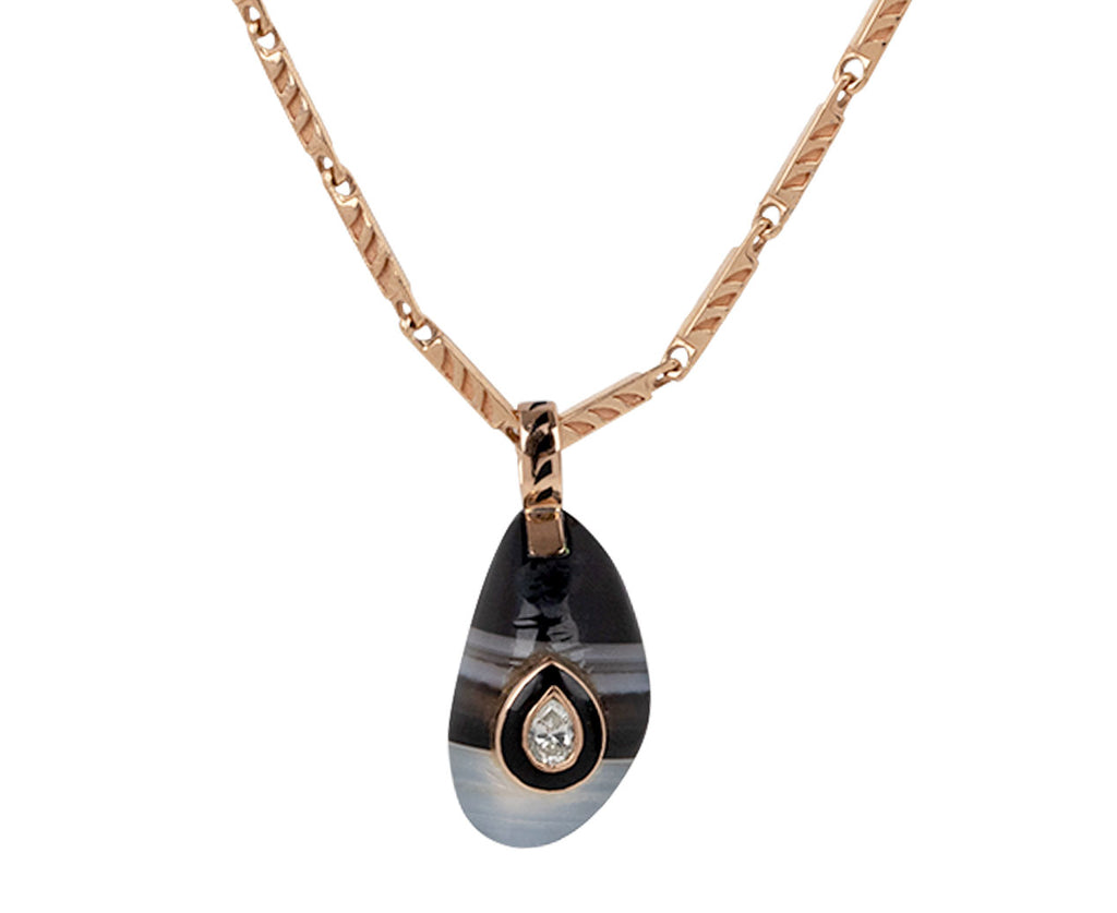 Carved Smoky Quartz Mussel Shell and Diamond Pendant ONLY